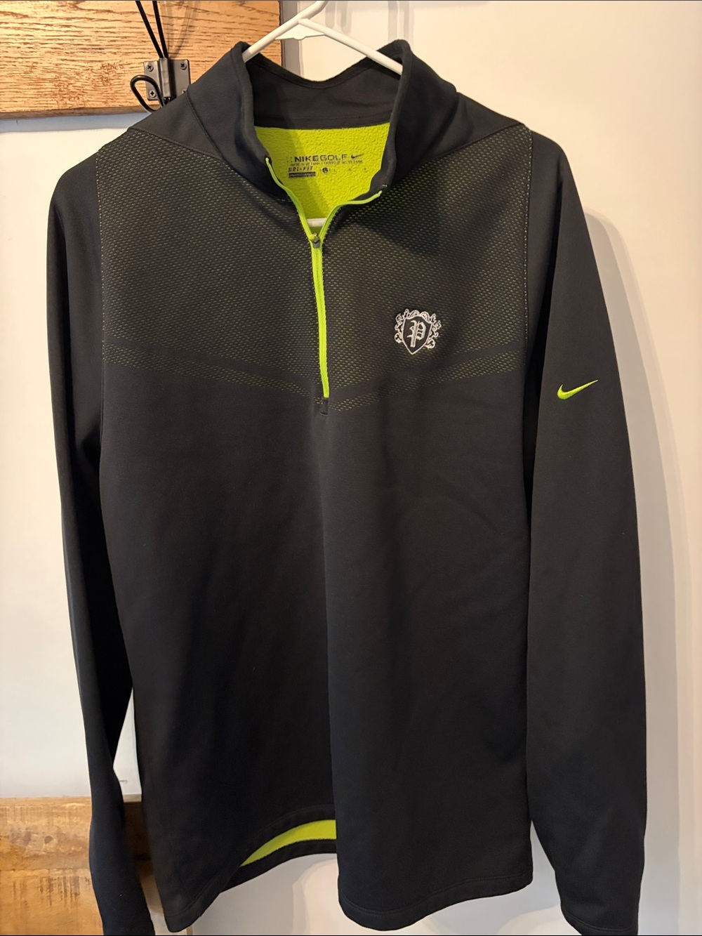 Nike Men’s Black with Neon Green Quarter-Zip Performance